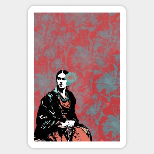 Frida portrait in floral background. Sticker